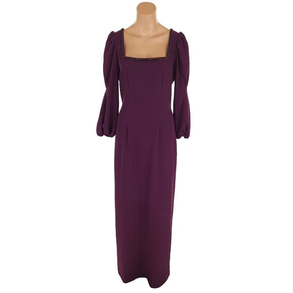 Sachin & Babi Ginny Crystal-trimmed Crepe Gown Size 4 Plum $695 - Picture 2 of 14